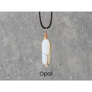 Opal Gold Crystal Wrapped Necklace Boho & Hippie Style